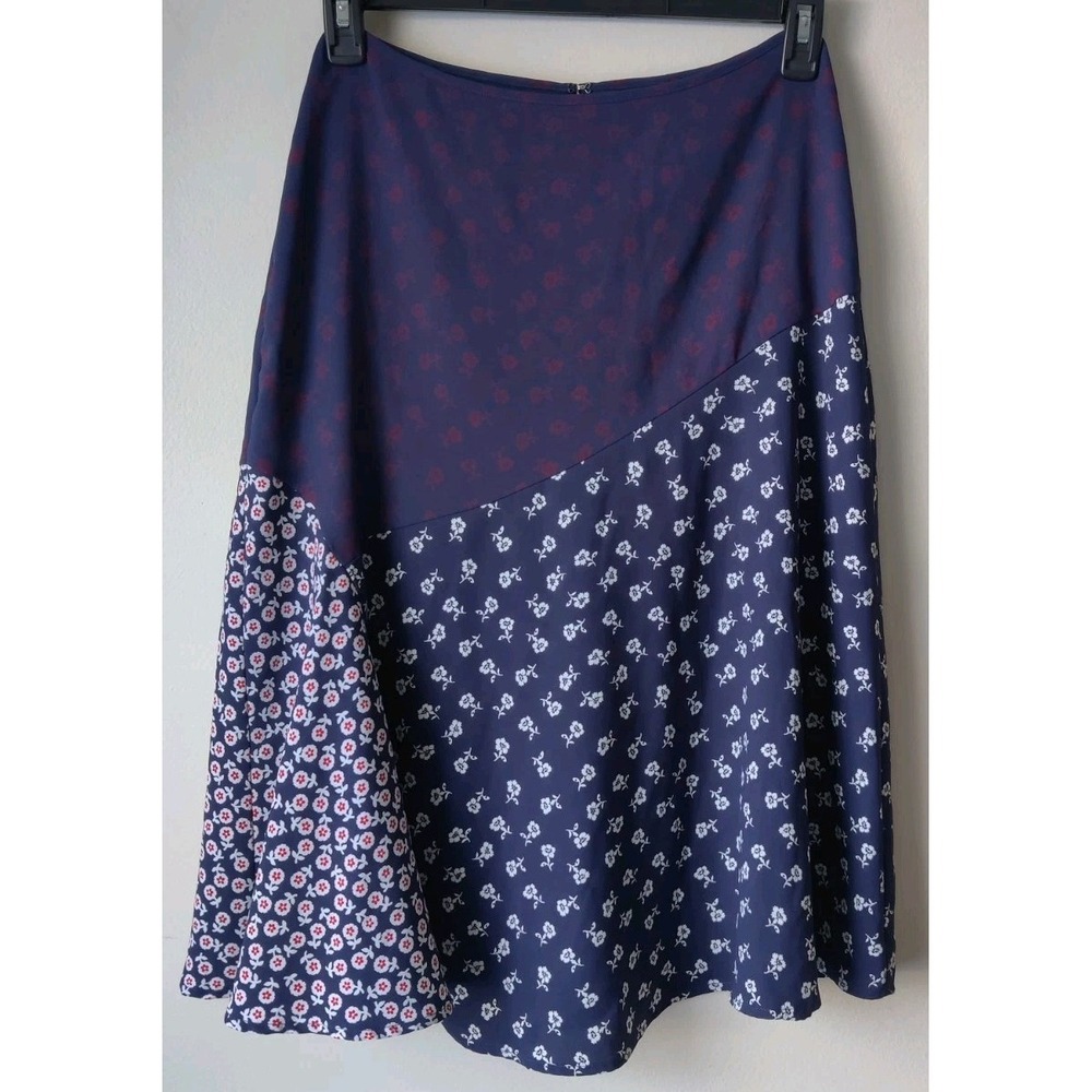 Talbots Skirt Women's Size 4P Patchwork Floral Print A-Line Flared Lined Flouncy
